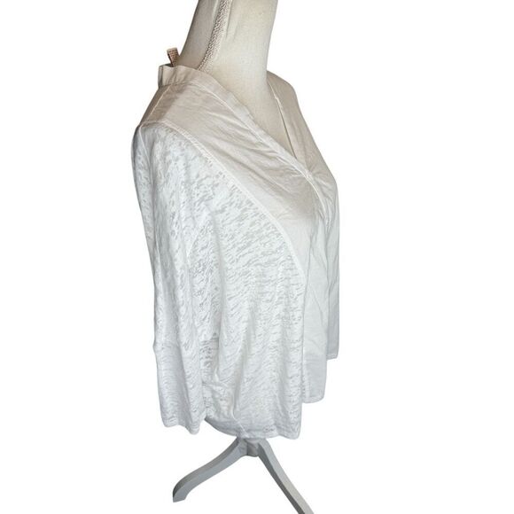 Sundance White Burnt V Neck Button Down Large Long Sleeve - Picture 2 of 4